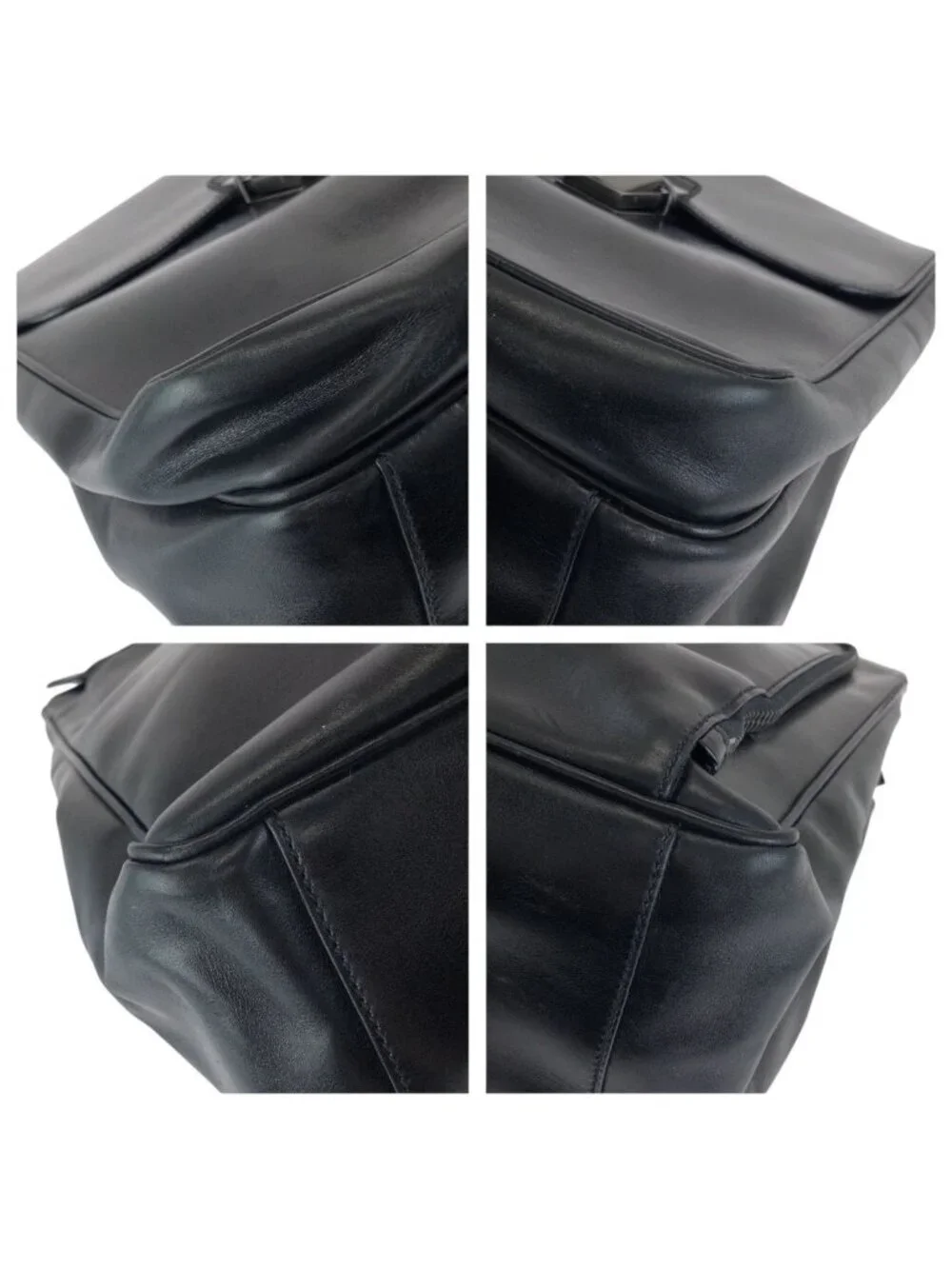 Prada Black Gunmetal Leather Business Briefcase
